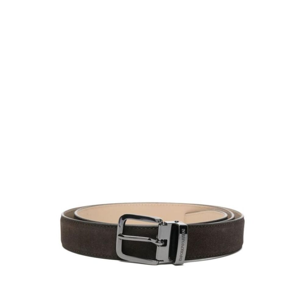 EMPORIO ARMANI Suede Leather Reversible Belt Men BROWN Belts